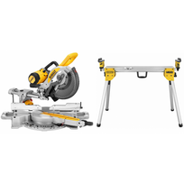 DWS727 DeWALT skersinio pjovimo staklės (250mm) + DE7033 pjūklo stalas