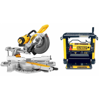 DWS727 DeWALT skersinio pjovimo staklės (250mm) + DW733 reismusinės obliavimo staklės