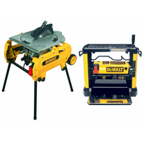 D27107XPS DeWALT elektrinis vartomas pjūklas + DW733 reismusinės obliavimo staklės