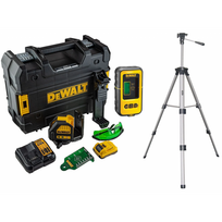 DCE088D1G DeWALT kryžminių linijų lazerinis nivelyras + DE0892G lazerio detektorius + 1-77-201 Stanley stovas