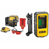 DCE0825D1R DeWALT kryžminis lazerinis nivelyras + DE0892 linijinio lazerio detektorius
