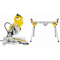 DWS777 DeWALT 216 mm skersinio pjovimo staklės + DE7033 kompaktiškas stalas