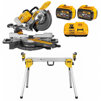 DCS727Y2 DeWALT FLEXVOLT 54V skersinio pjovimo staklės + DE7033 kompaktiškas stalas (2x12.0 Ah)