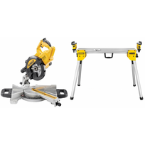 DeWALT DWS773 skersavimo pjūklas + DE7033 kompaktiškas stalas