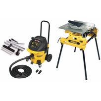 DW743N DeWALT 250 mm kombinuotasis pjūklas + DWV902MKIT siurblys