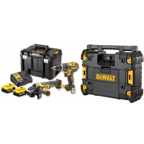 DCK2080P2T DeWALT smūginio suktuvo-gręžtuvo ir kampinio šlifuoklio rinkinys + DWST1-81078 TSTAK radijo imtuvas
