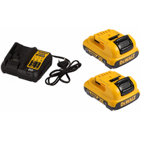 DCB107D2 DeWALT 12V baterijų ir kroviklio rinkinys (2x2.0 Ah)