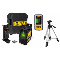DW088CG DeWALT lazerinis nivelyras + DE0892G linijinio lazerio detektorius + 1-77-201 Stanley stovas