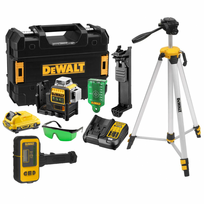 DCE089D1G DeWALT kryžminių linijų lazeris + DE0892G lazerio detektorius + DE0881T stovas