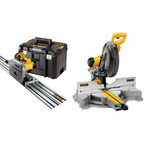 DWS780XPS DeWALT 305 mm slankus skersinis pjūklas + DWS520KTR 55 mm diskinis pjūklas su 1,5 m liniuote