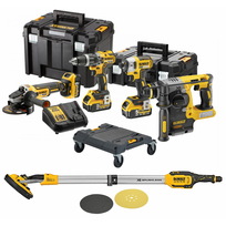DCK422P3T DeWALT 18V combo rinkinys (3x5.0 Ah) + DCE800N 18V sienų ir lubų šlifuoklis "žirafa" + DOVANA!