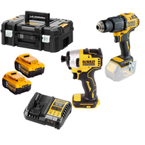 DCFD809P2 DeWALT 18V gręžtuvo - suktuvo ir smūginio suktuvo rinkinys (2x5.0 Ah)