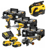 DCKM009 + DCV584L DeWALT įrankių rinkinys (DCD791 + DCF899H + DCG406) + DCV584L (3x5.0 Ah)