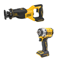 DCF921N DeWALT 18V smūginis 1/2" veržliasukis + DCS382N DeWALT 18V tiesinis pjūklas