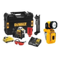 DCE089D1R + DCL510 DeWALT kryžminių linijų lazeris + DCL510N DeWALT 10.8V/12V LED kompaktiškas šviestuvas (2x2.0 Ah)