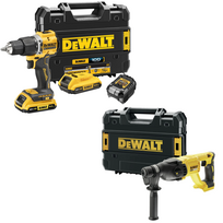 DCD100YD2T + DCH133NT DeWALT 18V XR suktuvas – smūginis gręžtuvas + DeWALT 18V SDS-Plus perforatorius (2x2.0 Ah)