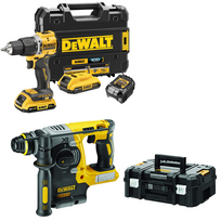 DCD100YD2T + DCH273NT DeWALT 18V XR suktuvas – smūginis gręžtuvas + DeWALT 18V SDS-Plus perforatorius  (2x2.0 Ah)