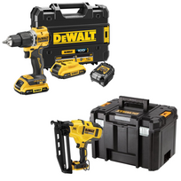 DCD100YD2T + DCN660NT  DeWALT 18V XR suktuvas – smūginis gręžtuvas + DeWALT 18 V XR 16 Ga akumuliatorinė viniakalė (2x2.0 Ah)