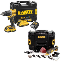 DCD100YD2T + DCS356NT DeWALT 18V XR suktuvas – smūginis gręžtuvas + DeWALT 18V daugiafunkcinis įrankis (2x2.0 Ah)