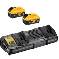 DCB132W2 DeWALT 18V baterijų ir dvigubo kroviklio rinkinys (2x8.0 Ah)