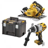DCD1007N DeWALT 18V suktuvas - smūginis gręžtuvas + DCS572N 18V diskinis pjūklas + DWST83346-1 TSTAK 2.0 didelė įrankių dėžė