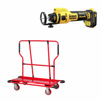 DCE555N DeWALT gipso kartono freza + PW1000 gipskartonio plokščių vežimėlis
