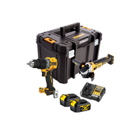 DCK2026M2T DeWALT 18V kampinio šlifuoklio ir suktuvo-smūginio gręžtuvo rinkinys (2x4.0 Ah)