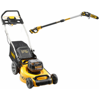 DCMW564P2 DeWALT 2x18V akumuliatorinė žoliapjovė (2x5.0 Ah) + DCMPS567N 18V aukštapjovė, 3 metrai