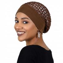 Womens Handmade Mesh Hat Crochet Wig Cap Fashion Solid Color Hair Care Bonnet Breathable Mesh Nightcap One Size chaki