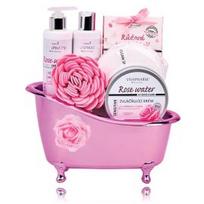Vivaco Rose Water rinkinys kūnui (gelis 200 ml. + losjonas 200 ml. + kremas 200 ml. + druska 80 g. + kempinėlė + pirštinė) - 1 vnt.