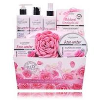 Vivaco Rose Water rinkinys (gelis + valomasis losjonas + losjonas + veido kremas + veido / kūno kremas + druska + miego kaukė + kempinė) - 1 vnt.