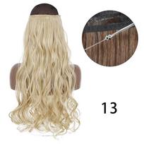 MISS WIG Be segtukų Moteriški plaukų priauginimai Garbanoti Tiesūs Sintetinio pluošto plaukų kuokštai Reguliuojami Skaidrūs vieliniai plaukų priauginimai 22inches
