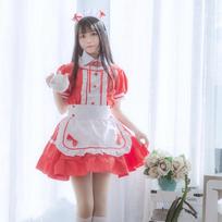 SCIONE Seksuali, miela gotikinė Lolitos suknelė, kambarinės kostiumas, animacinis kostiumas, „Cosplay“ tarnaitės uniforma, Helovino kostiumas, moterims M raudona