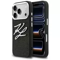 Karl Lagerfeld IML Glitter KL Diamond Logo phone case for iPhone 17 Pro, black