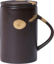 Ferm Living Puodelis su sieteliu ir dangteliu Koyo 400 ml, tamsiai rudas