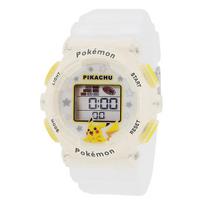 Sun Flame Digital Watch with Pikachu EL Time and Alarm Clear J-AXIS Pokémon Design, Backlight, Calendar, Stopwatch, Signal, Functions, geltona