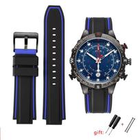 Naujas silikoninės gumos vyriškas laikrodžio dirželis su dryželiais Timex E-tide Compass T2N720 T2N721 TW2T76300 TW2T76500 T45601 išgaubtas 16mm 24-16mm