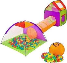 "Bakaji Igloo" palapinė vaikams su 200 kamuoliukų + tunelis + atsitiktinė žaidimų aikštelė su kūdikių kamuoliukais, sulankstoma POP-UP sistema, taupanti erdvę