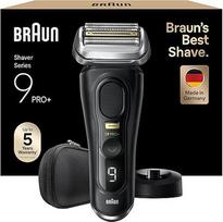 "Braun Series 9 Pro+ 9510s" vyriškas elektrinis skustuvas su 5 "Pro" skutimosi elementais, ilgų plaukų kirptuvu "ProTrimmer", įkrovimo stotelė, 60 minučių veikimo laikas, drėgnas ir sausas, pagamintas Vokietijoje, juodas