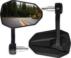"evermotor" motociklo vairo galo veidrodžiai, motociklo veidrodžiai su E patvirtinimu, pasukami 360° kampu, skirti M8 sriegiui ir vairo skersmeniui 13-15 mm ir 17-19 mm, aliuminis, matinės juodos spalvos, pora