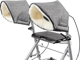 "Fellhof® Rollator Hand Warmer" / pirštinės su ėriuko oda, 100 % Merino ėriuko oda, sertifikuota "Oeko-Tex®", skalbiama 30 °C temperatūroje (juodas melanžas, vienspalvė)