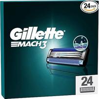 "Gillette Mach3" skustuvo peiliukai vyrams, 24 originalūs "Gillette" atsarginiai peiliukai, peiliukai vyrams su tepamosiomis juostelėmis, užtikrinančiomis sklandų slydimą ir peiliukų dangą