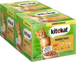 "Kitekat" kačių ėdalas "Wet Food Market Mix in Jelly" - drėgnas ėdalas 48 porcijų maišeliuose - 2 pakuotės (2 x 24 porcijų maišeliai po 85 g)