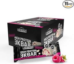 "Layenberger 3K" baltyminis batonėlis "Crunchy" - fitneso batonėlis - daug baltymų, mažai cukraus - 15 vienetų pakuotė (15 x 45 g) - Raspberry White