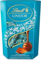 "Lindt LINDOR" sūdytos karamelės šokolado rutuliukai, 500 g kornetas, apie 40 pieniško šokolado rutuliukų su sūrios karamelės įdaru, šokoladinių triufelių dovana