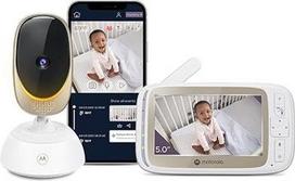 "Motorola Baby VM 85" / "Comfort 85 Connect" vaizdo monitorius su "Pan & Zoom", "Wi-Fi", 5,0 colių spalvotu ekranu, infraraudonųjų spindulių naktiniu matymu, dvipusiu garsu ir temperatūros jutikliu