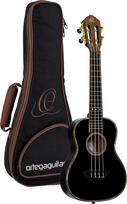 "Ortega Guitars" koncertinė akustinė ukulelė - Onyx serija - su krepšiu - eglė, raudonmedis, juoda (RUOX-CC)