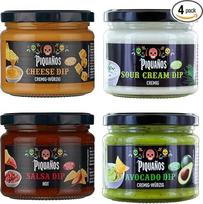 "Piquaños Dip Mix Package" - 4 rūšių (avokado, grietinės, sūrio ir karštos salsos) - puikus vakarėlių padažų rinkinys "Nachos", traškučiams ir užkandžiams - kreminis, aštrus ir universalus