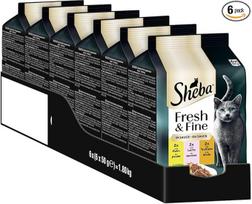 "Sheba Portion Bag Cat Wet Food Multipack Fresh & Fine in Sauce with Chicken and Salmon MSC", 6 x 6 x 50 g - išskirtinis maistas katėms su padažu
