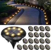 "Solpex" pakuotė iš 20 saulės šviesos žibintų lauko sodui, 8 LED saulės grindų žibintai lauke, IP65 vandeniui atsparus sodo apšvietimas, kiemo apšvietimas keliui, privažiavimui, baseinui, sodui, kiemui (šiltai balta)